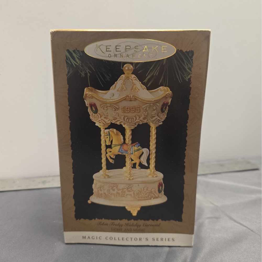 1995 Hallmark Keepsake Tobin Fraley Holiday Carousel #2 - In Box, working.